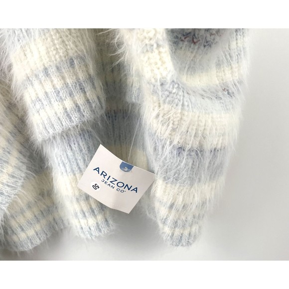 5. Arizona Jean Co Womens Sweater White Gray 2X Acrylic Striped Drop Shoulder - Picture 10 of 12
